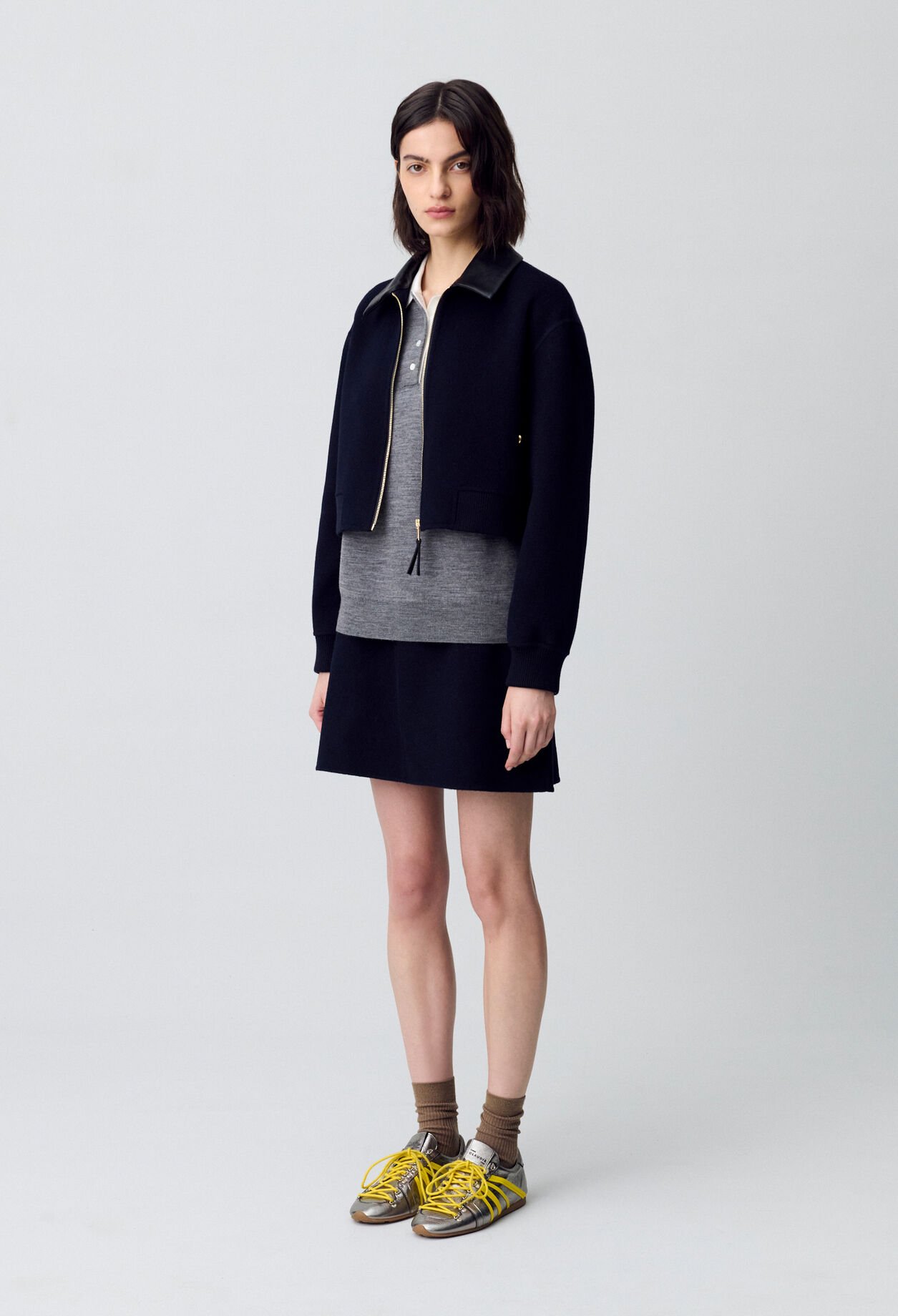 Short Straight Wool Skirt