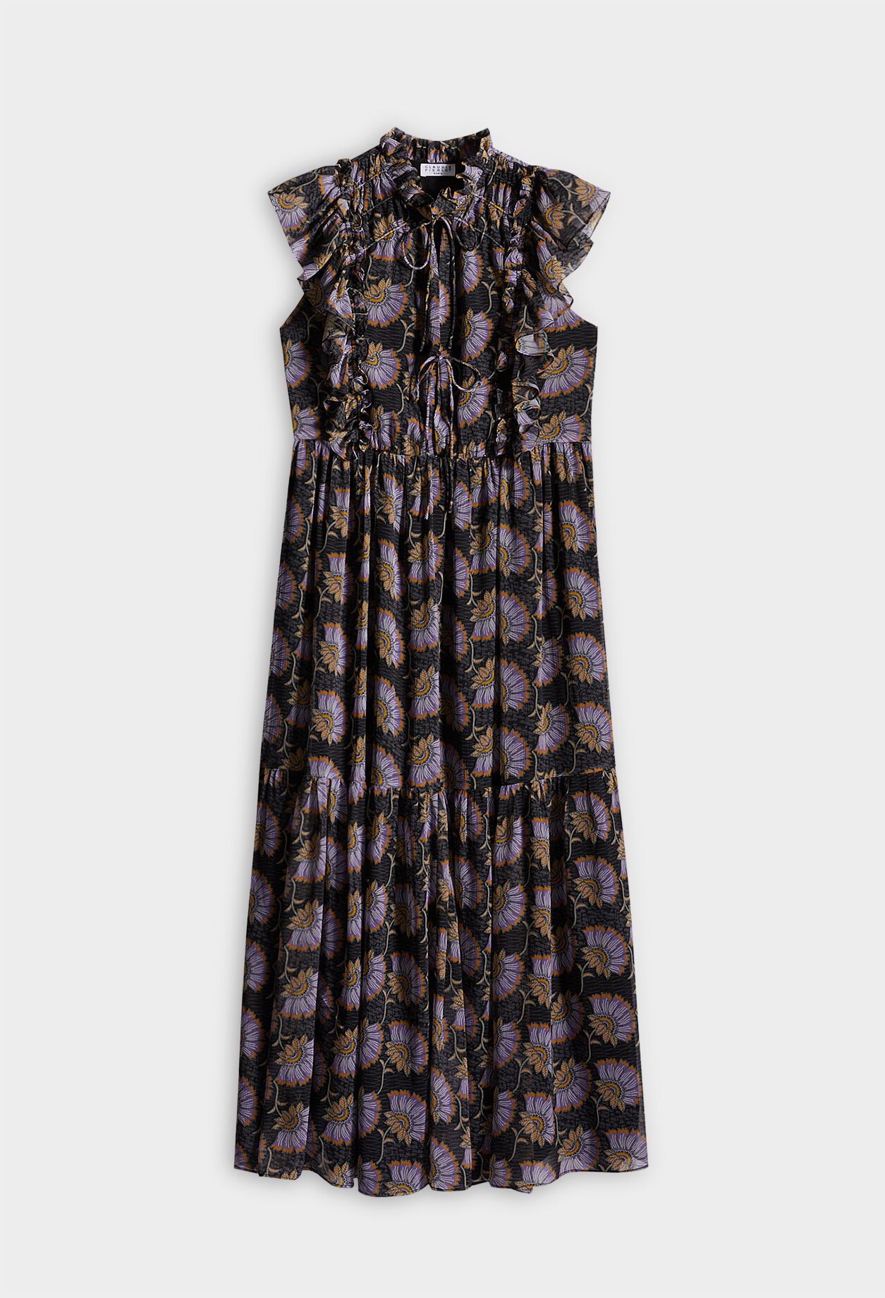 Robe longue volantée