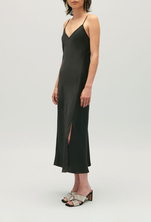 Midi-Neglig&eacute;-Kleid schwarz 