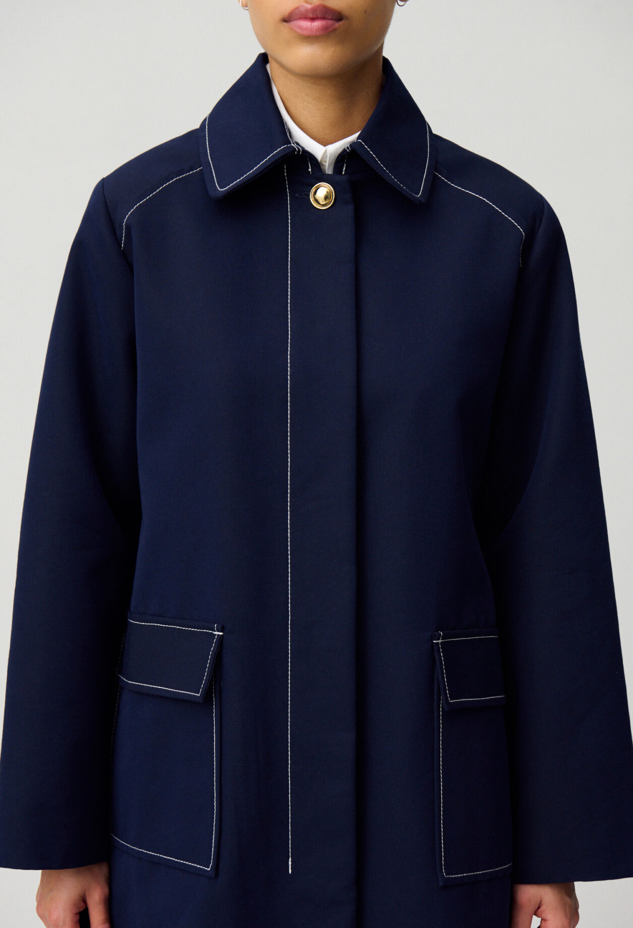 Belted mid-length trench