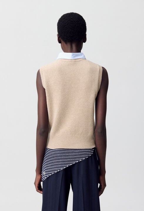 Sleeveless Jumper Removable Collar