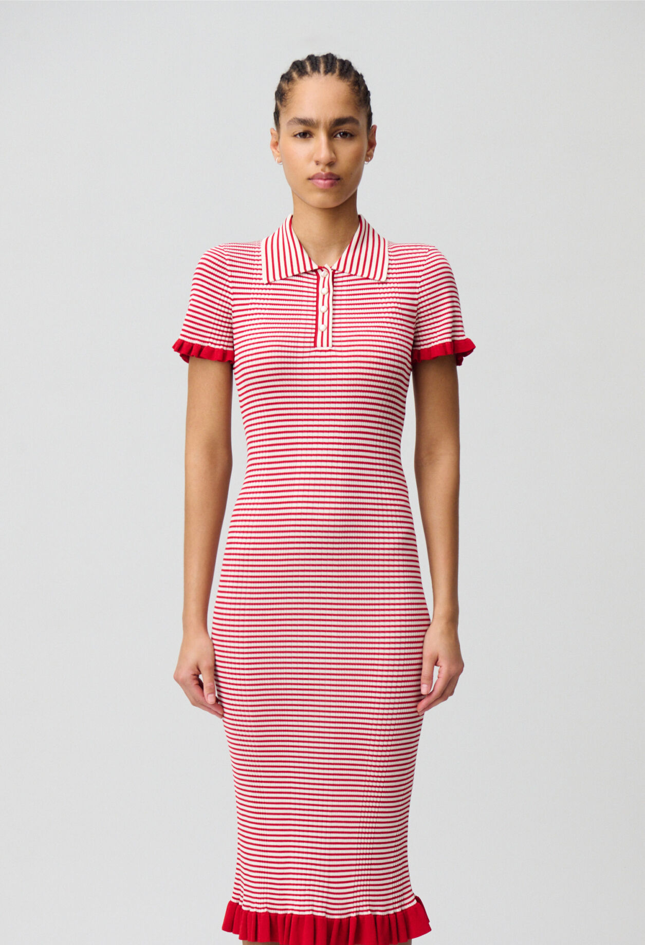 Striped fine knit maxi dress