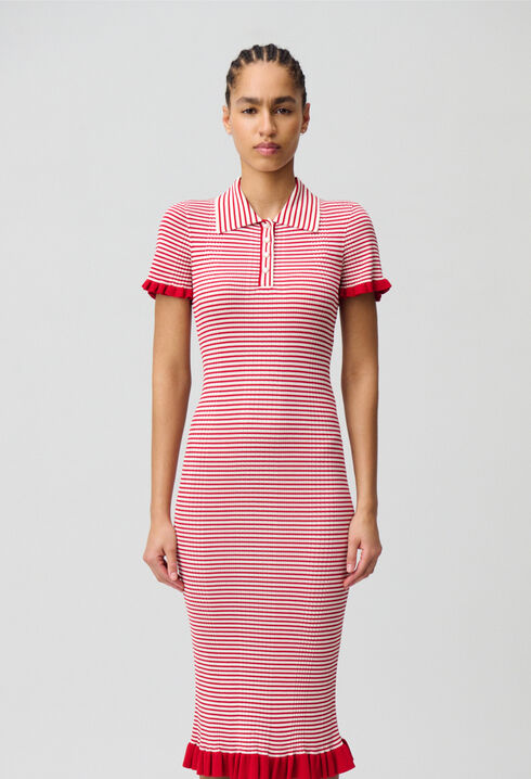 Striped fine knit maxi dress