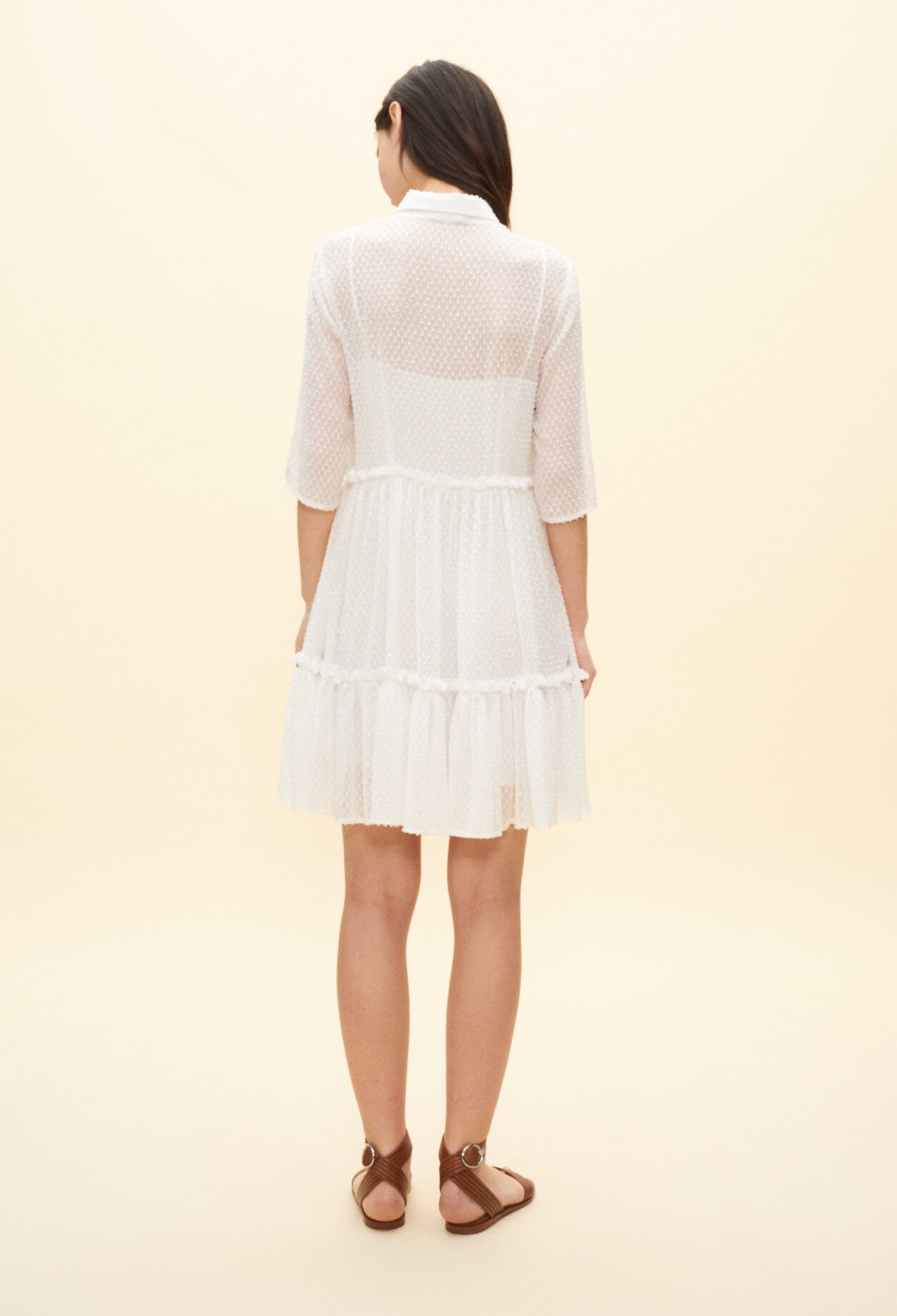 Weißes Plumetis Hemdkleid