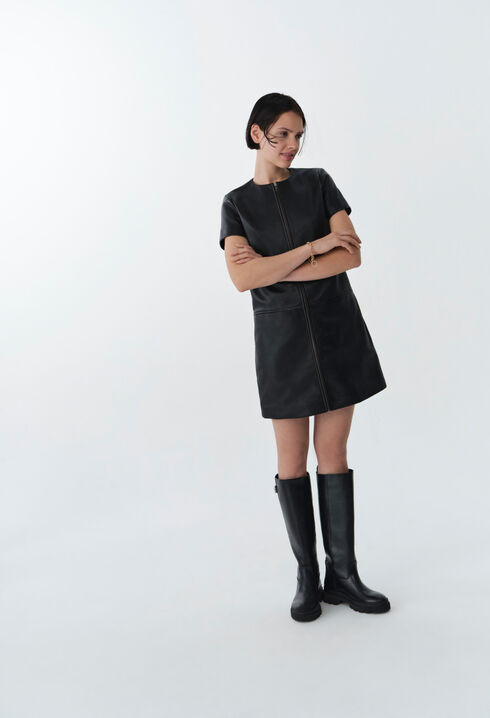 Robe cuir courte zippée