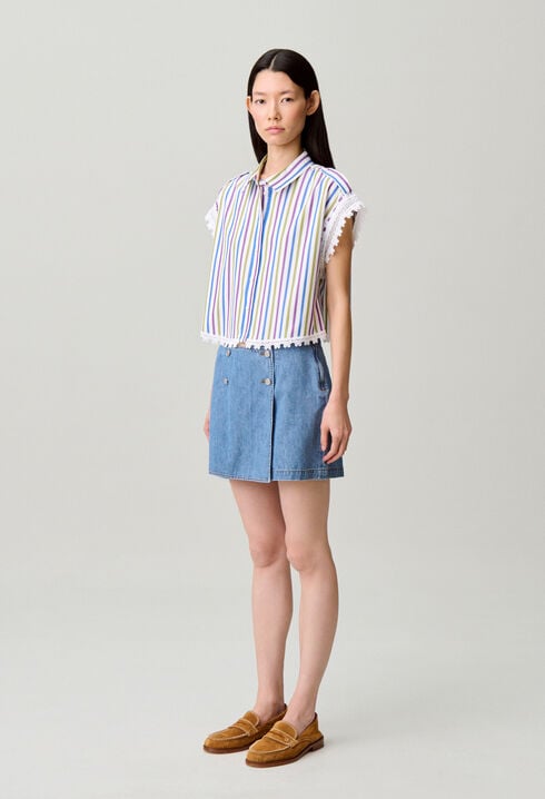 Chemise ray&eacute;e dentelle