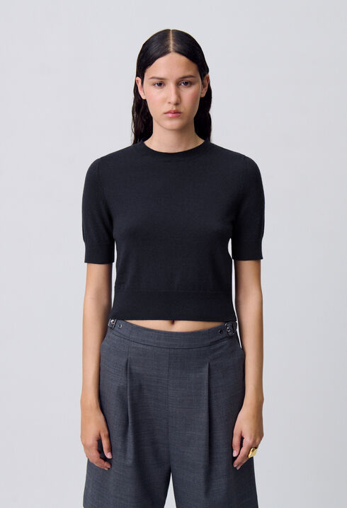 Top maille fine col