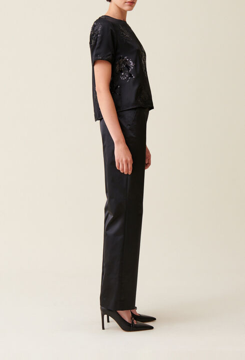 Black top with embroidered sequins