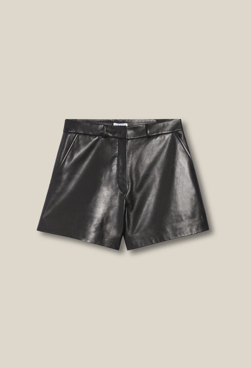 Schwarze Leder-Shorts 