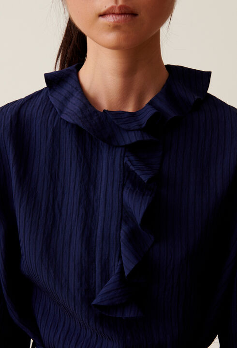 Navy striped ruffle dress