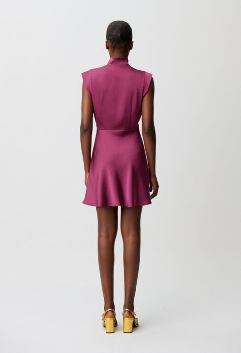 Satin ruffle collar dress