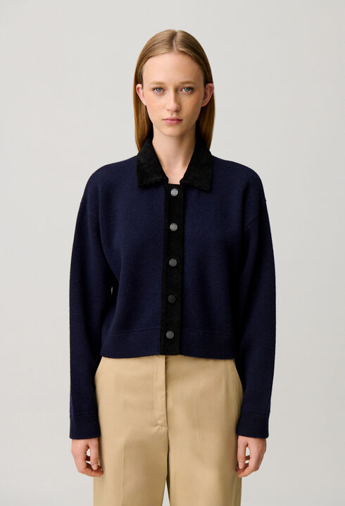Cardigan velours c&ocirc;tel&eacute;