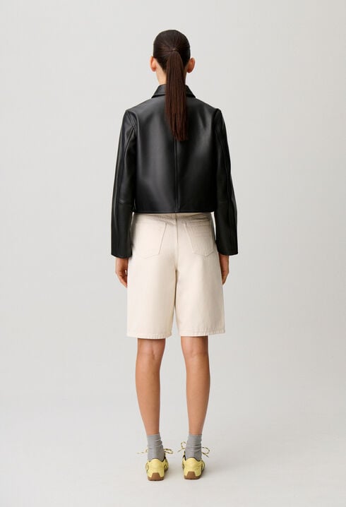 Veste courte cuir noir