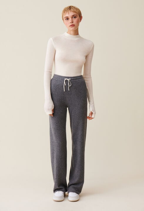 Pantalon fluide cachemire gris