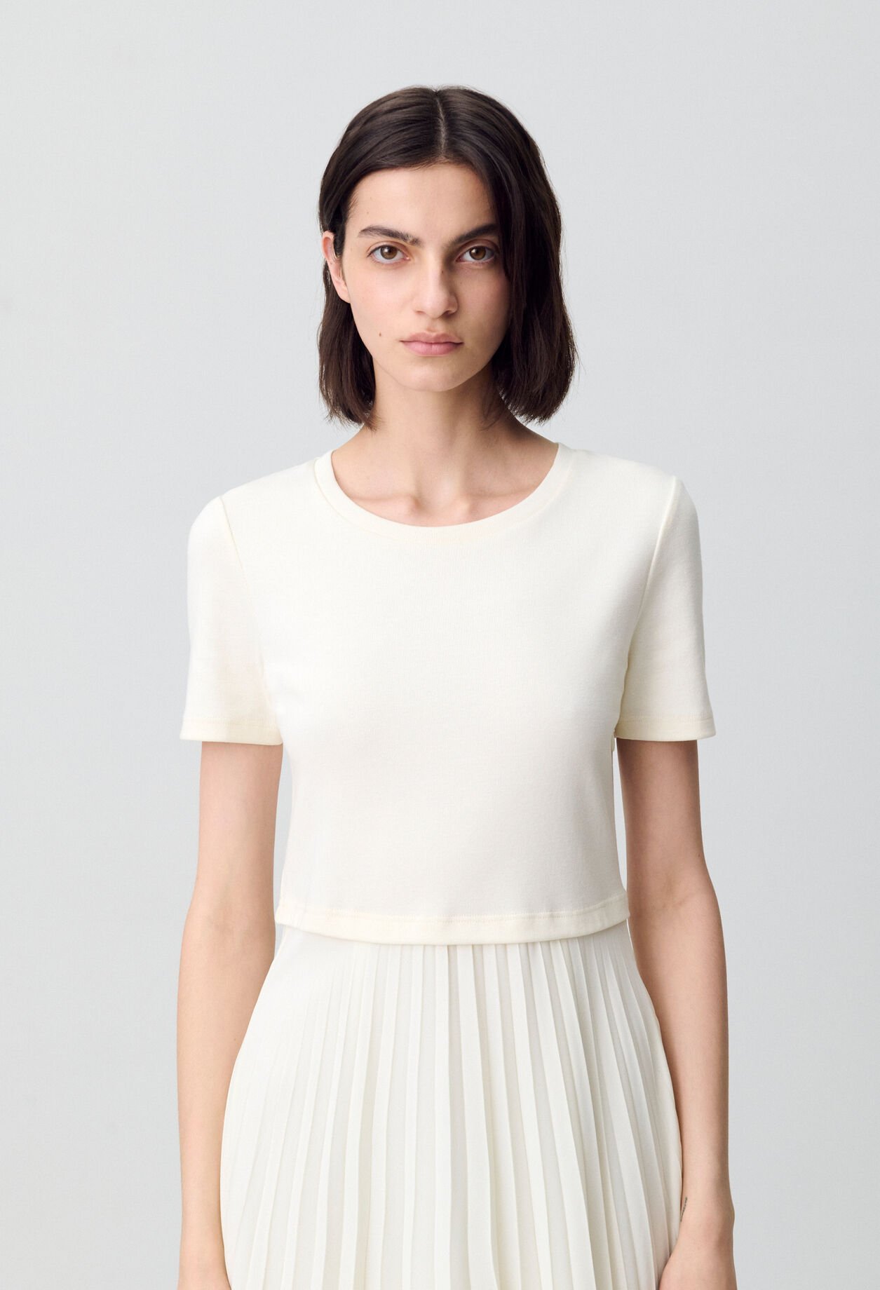 Twist Zweifarbige Midikleid  elfenbein
