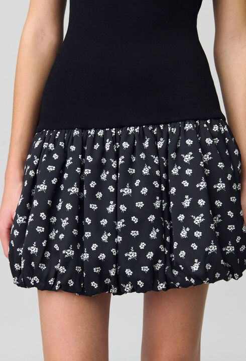 Robe courte boule &agrave; fleurs
