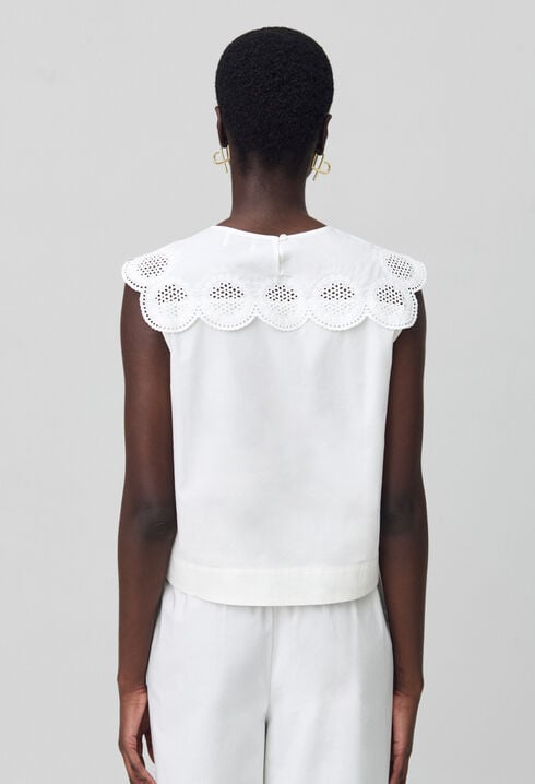 Blouse sans manches brodée