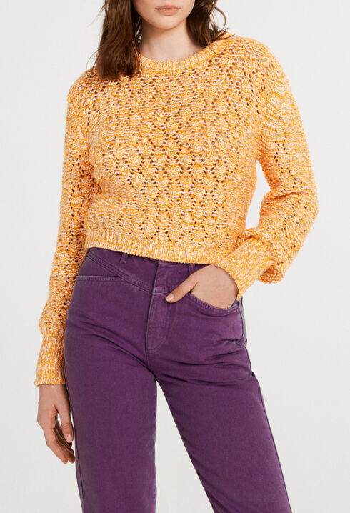 Openwork knit pullover