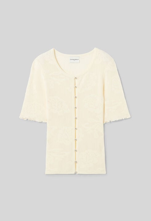 Cardigan maille fleurs