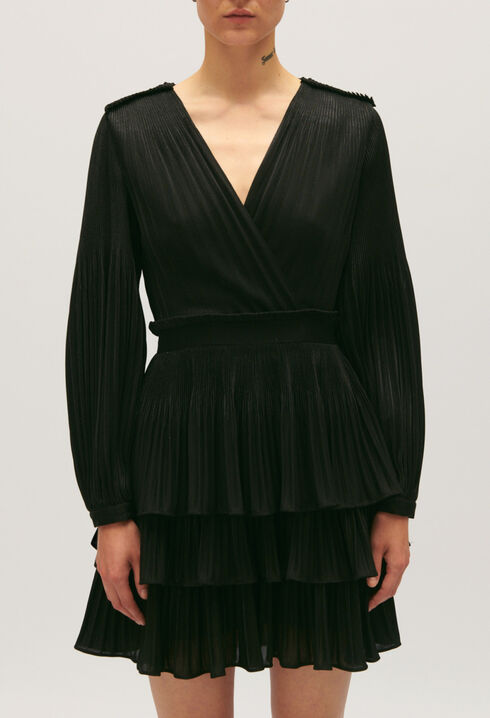 Short black pleated dress
