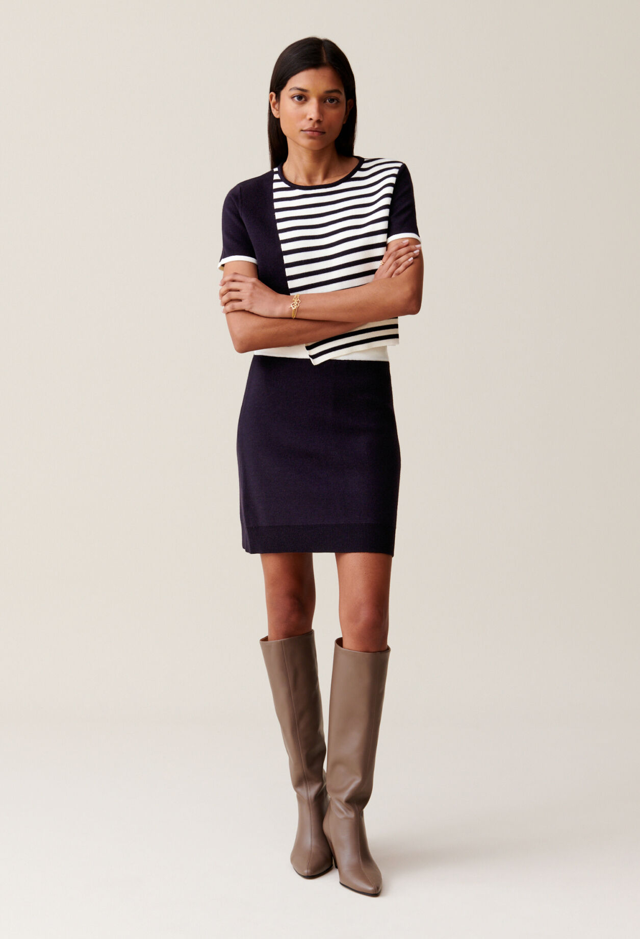 Elastic waist wool skirt cheap