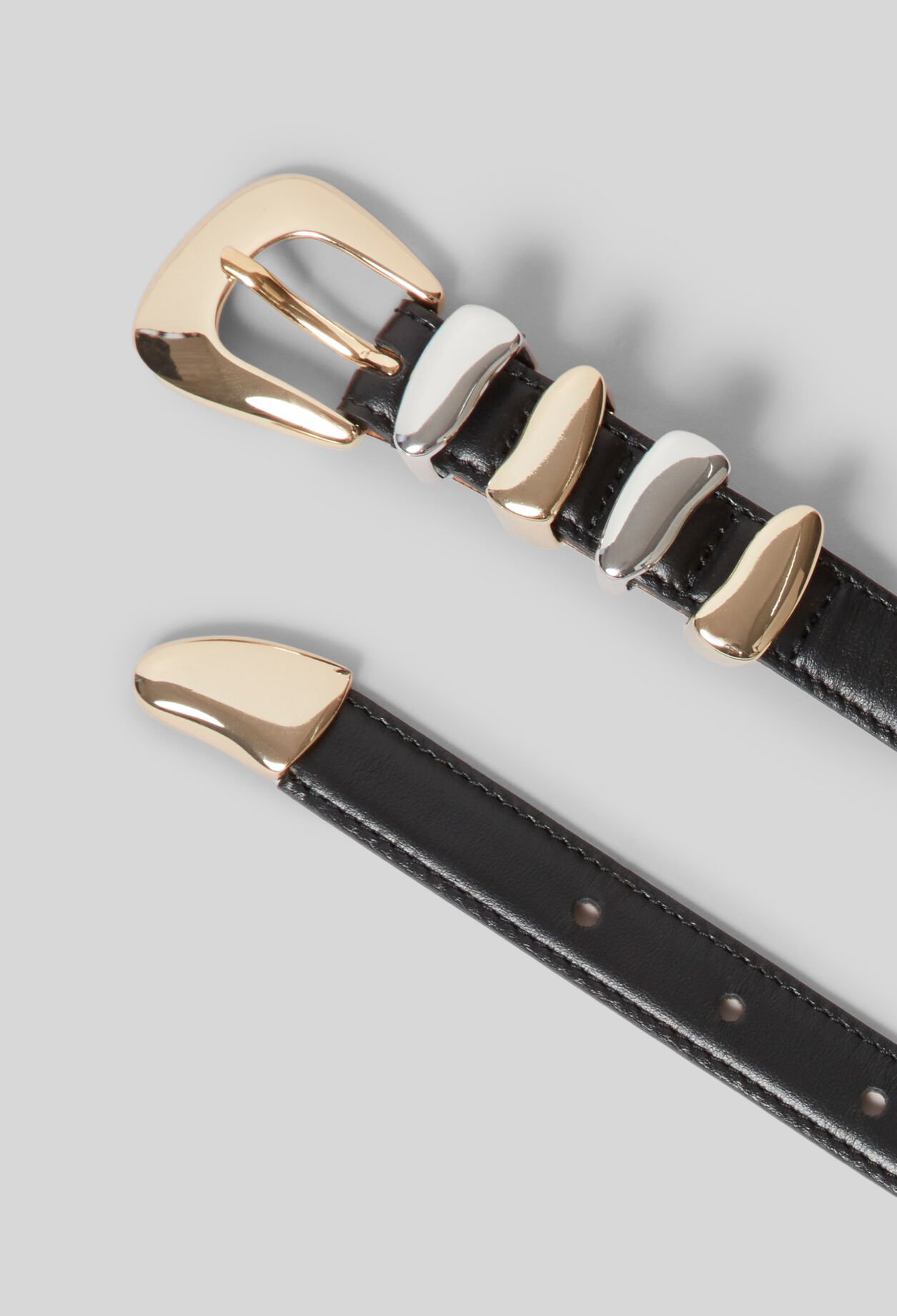 Leather Belt with Gold Buckle