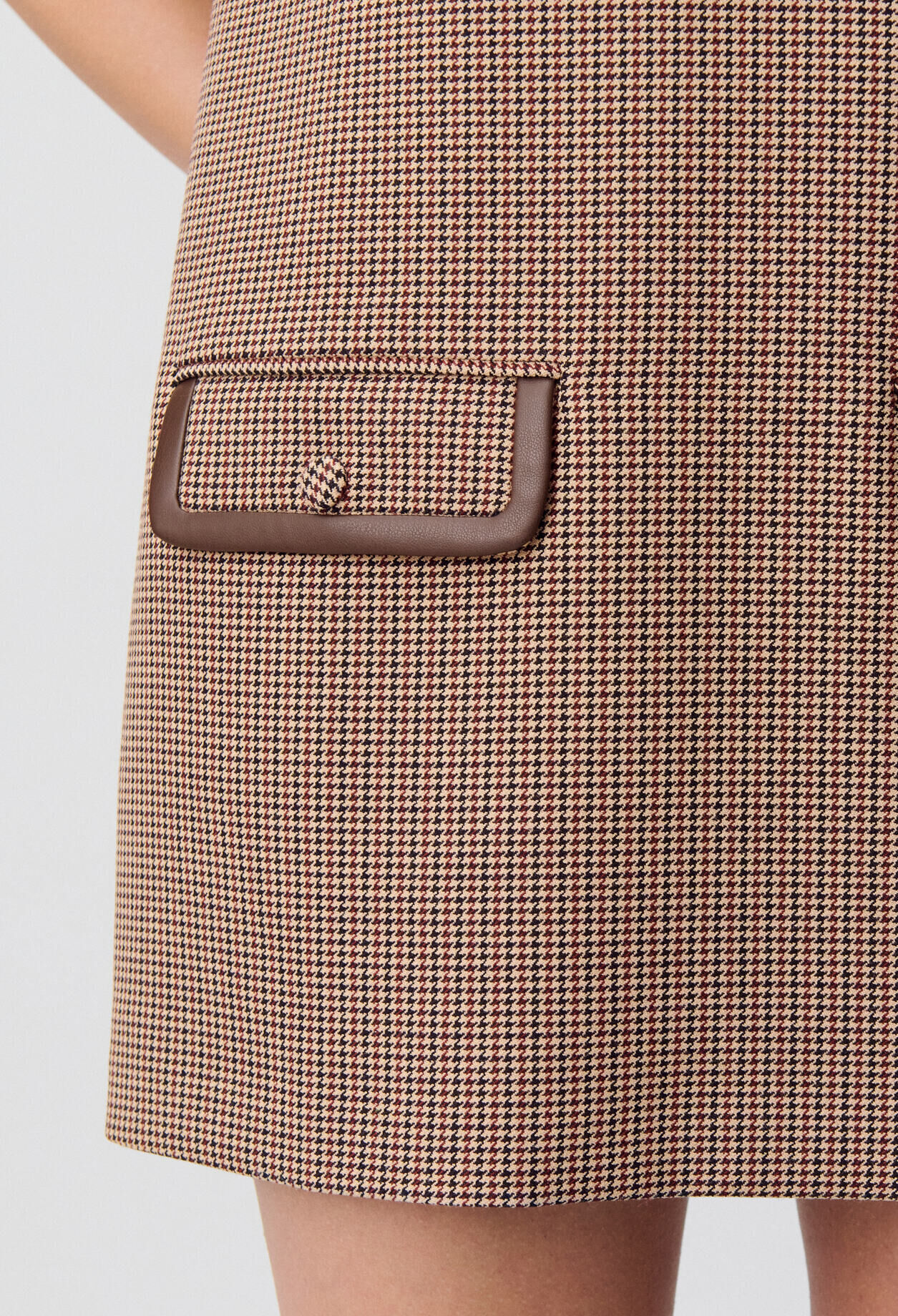 Shift dress with leather detailing