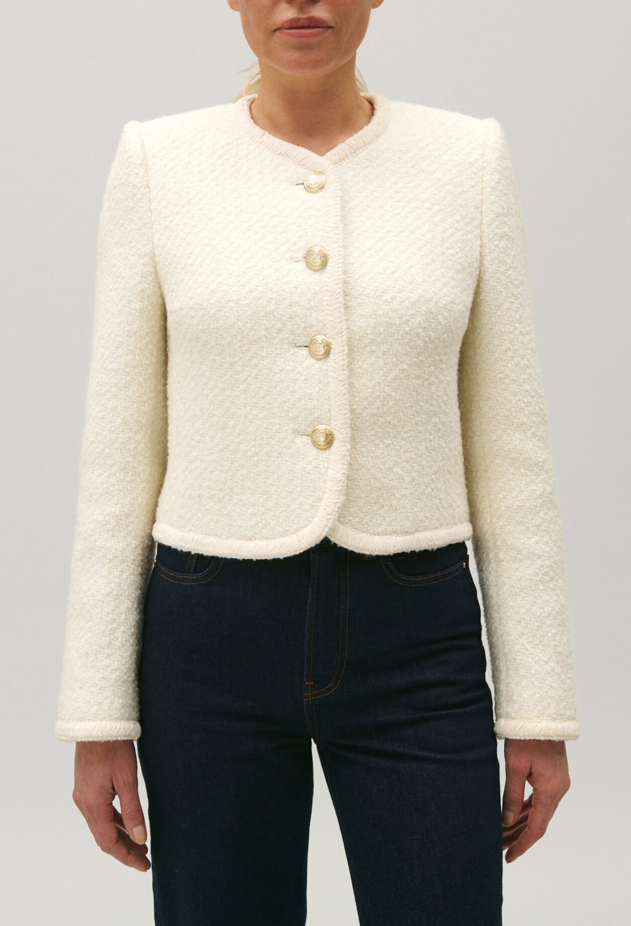Short ivory tweed jacket 