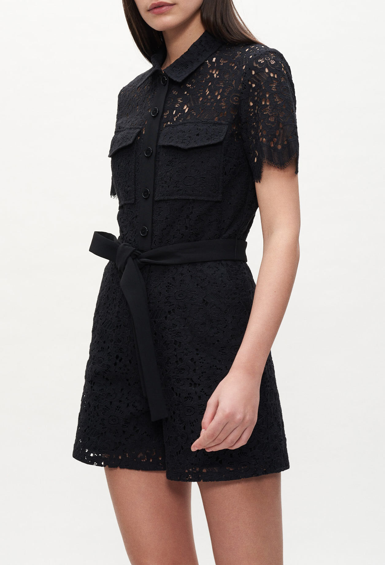 Combi-short en guipure noire