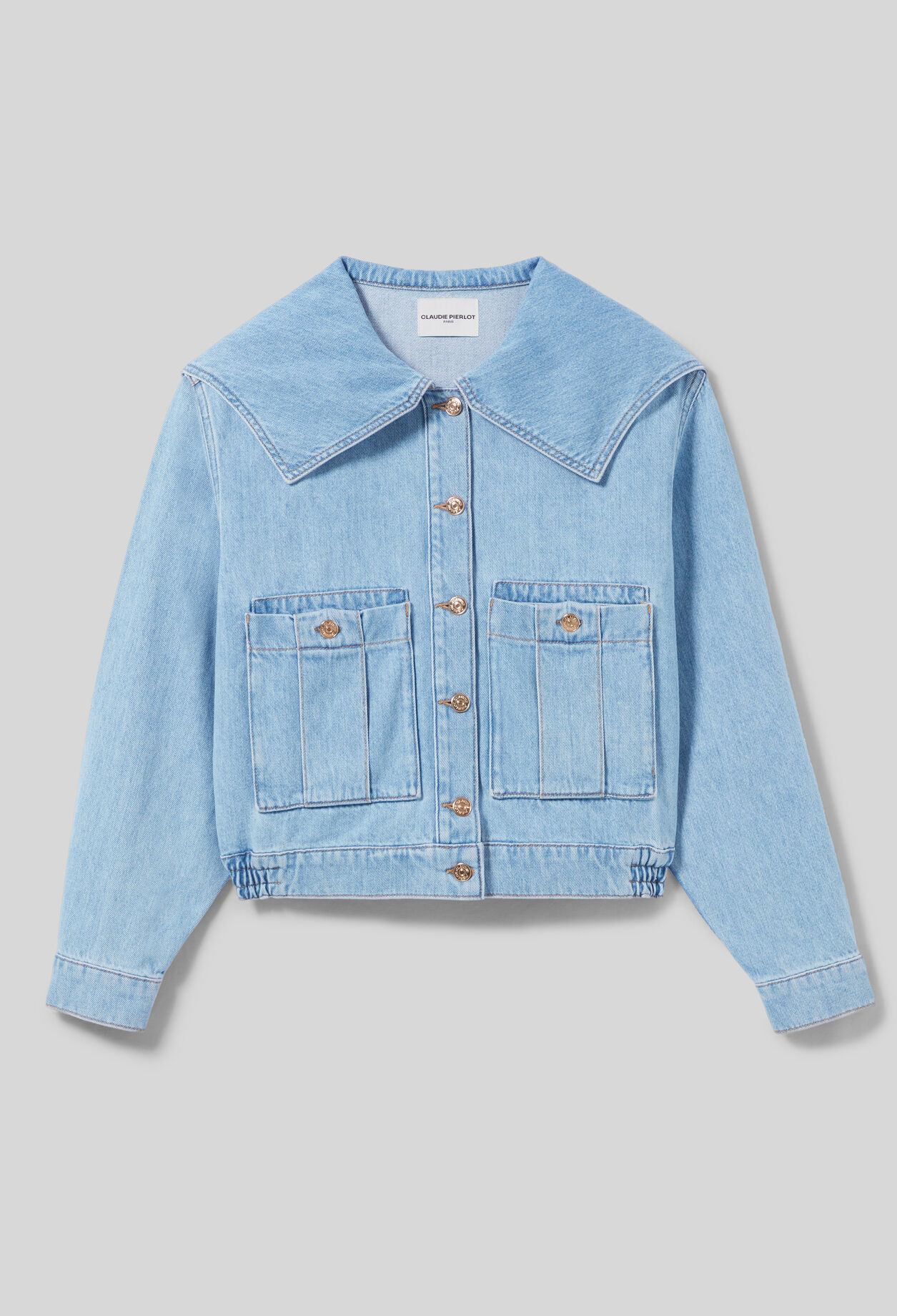 Veste jean denim col large