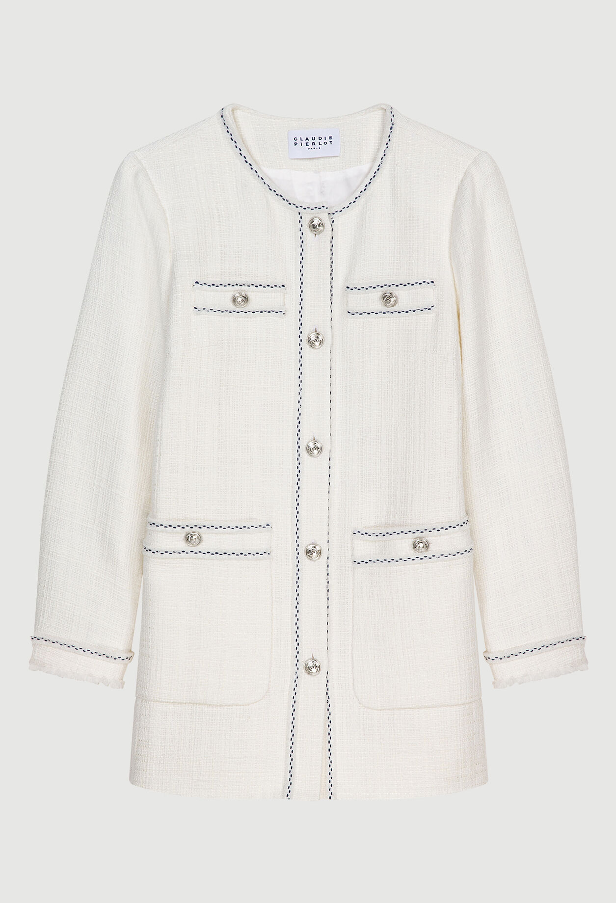 Veste longue façon tweed