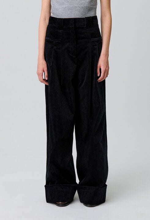 Pantalon large velours