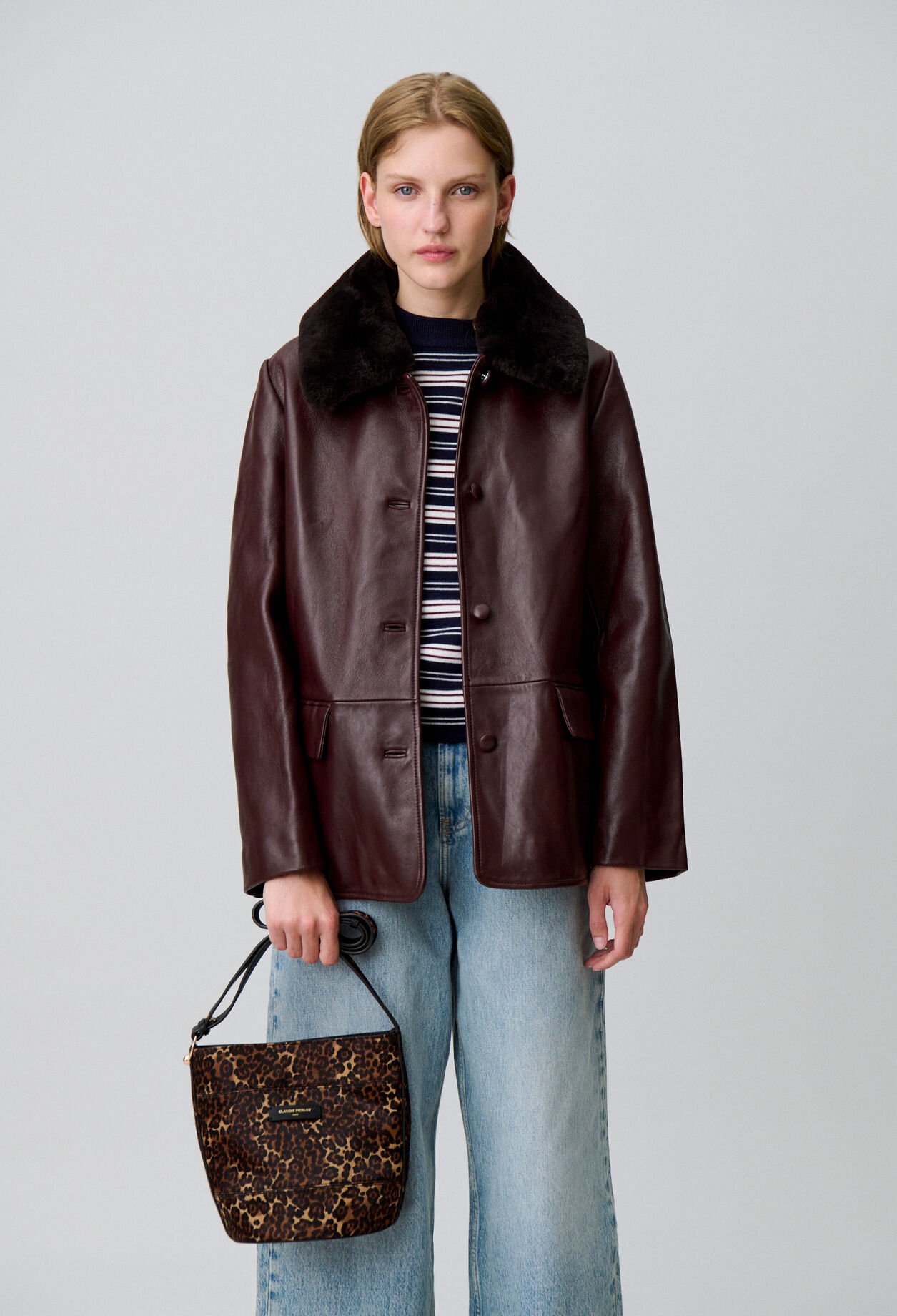 Solveig Leopard Bucket Bag