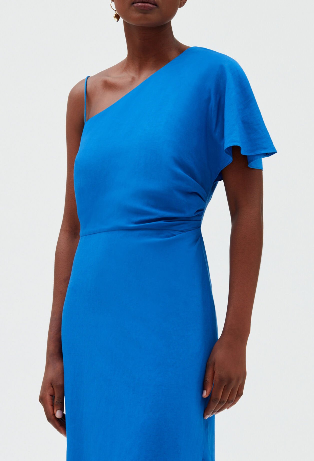 Blue asymmetric midi dress