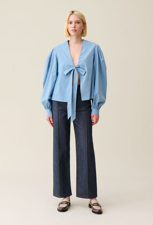 Blouse col V à nouer