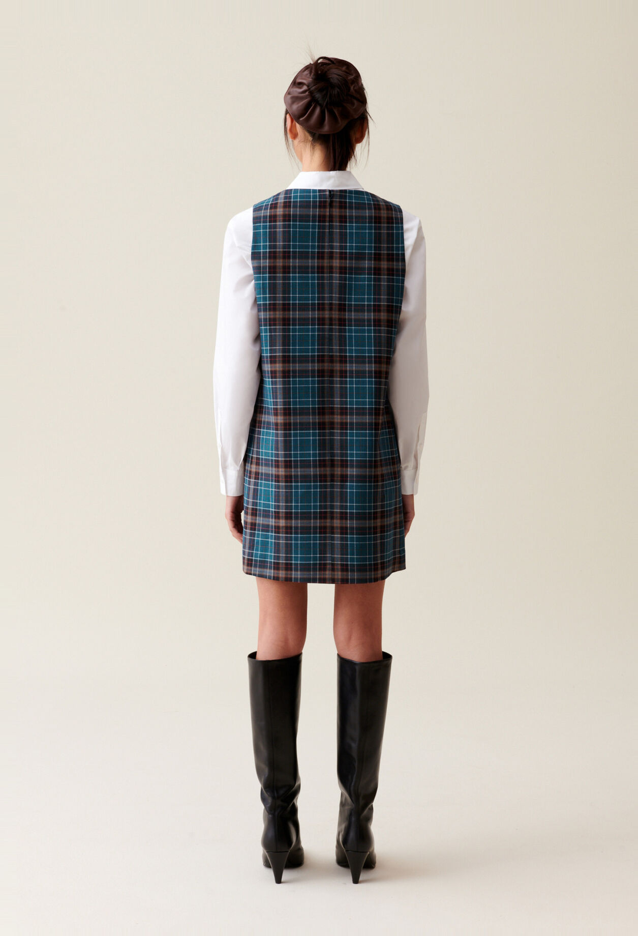 Sleeveless checked mini dress