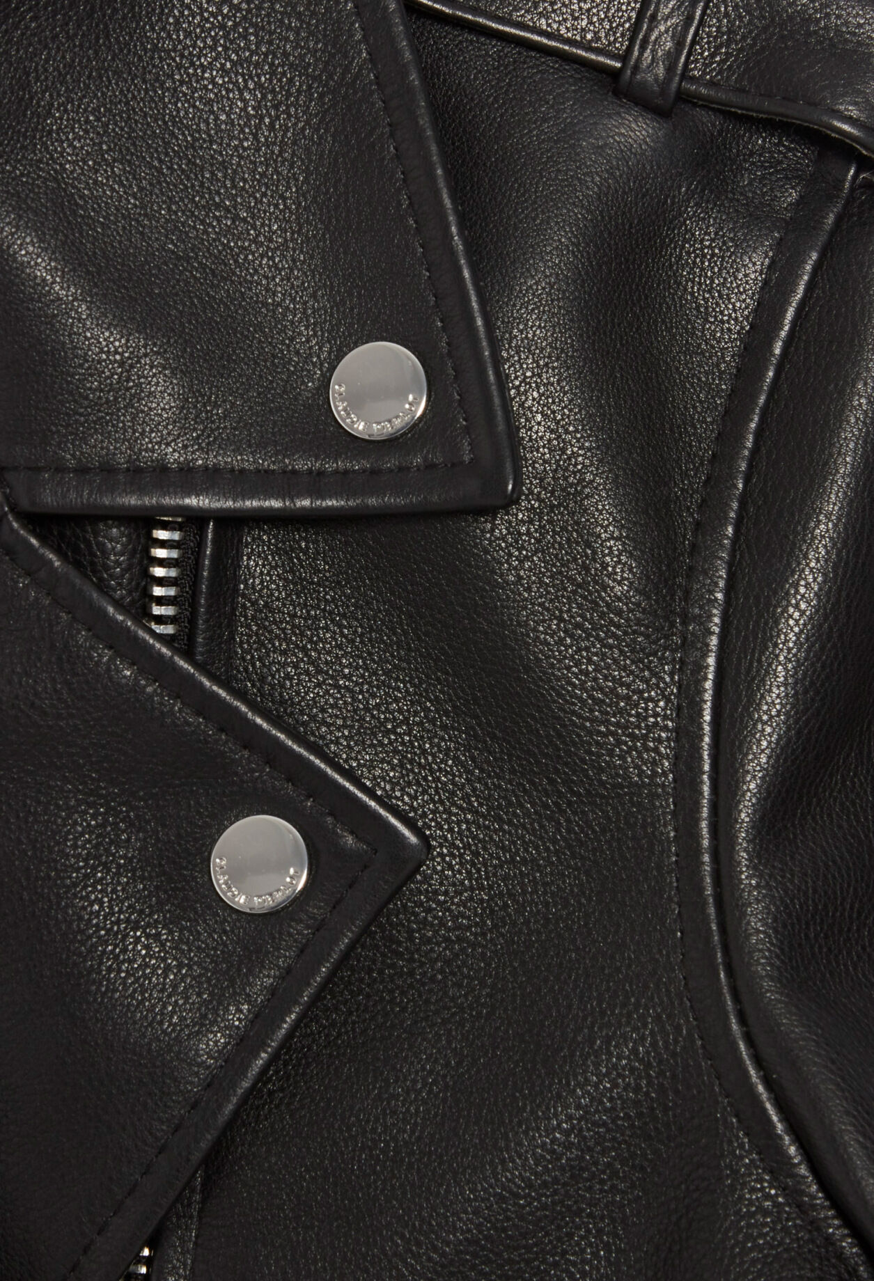 Jacke aus genarbtem schwarzem Leder 