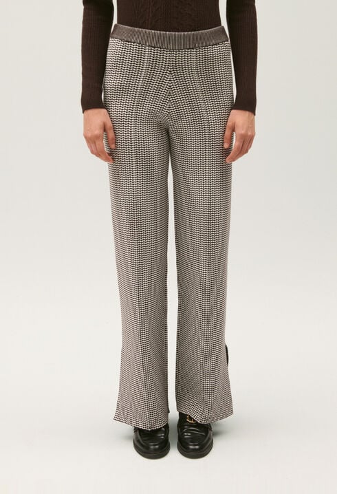 Two-tone jacquard knit trousers