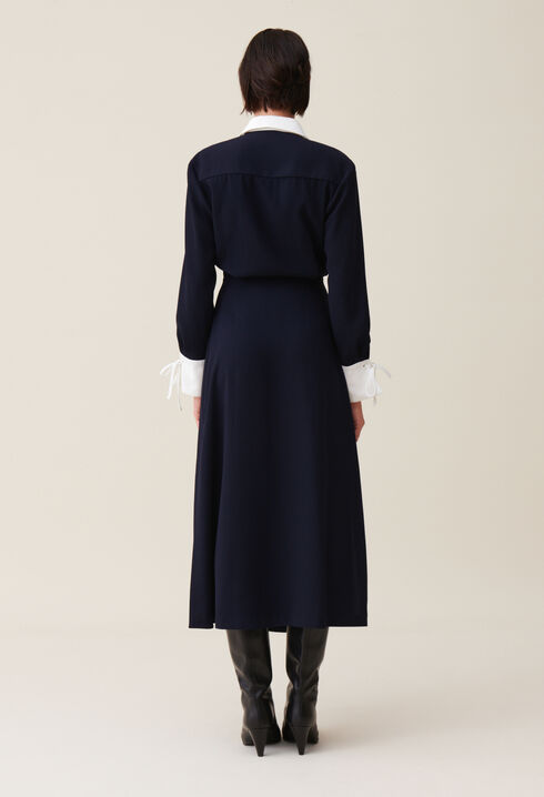 Robe longue fluide croisée marine