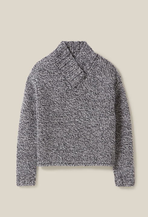 Grey chunky knit V-neck jumper