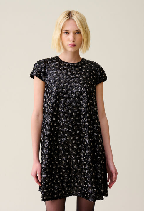 Robe courte babydoll brodée