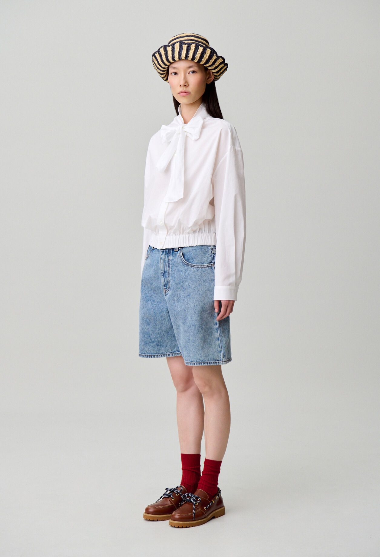 Chemise popeline col lavalli&egrave;re