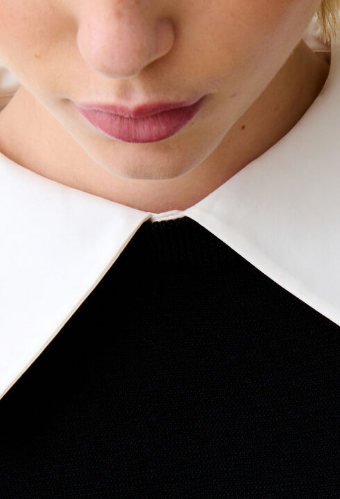 Black knit dress removable collar