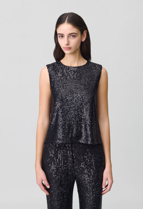 Top à sequins noir