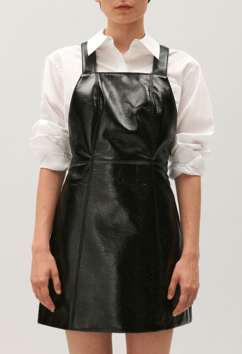 Short black vinyl dress