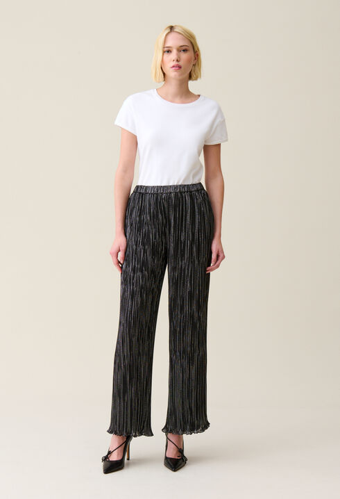Silberne plissierte Hose