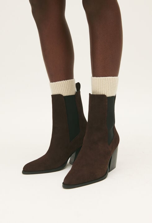 Bottines cuir suède chocolat