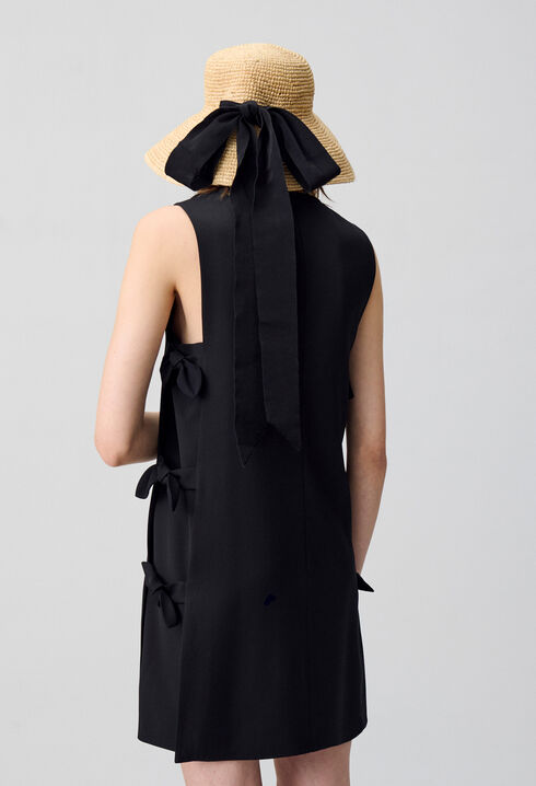 Raffia hat with ribbon