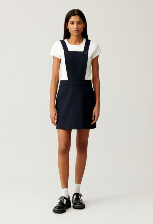 Short navy dress with straps