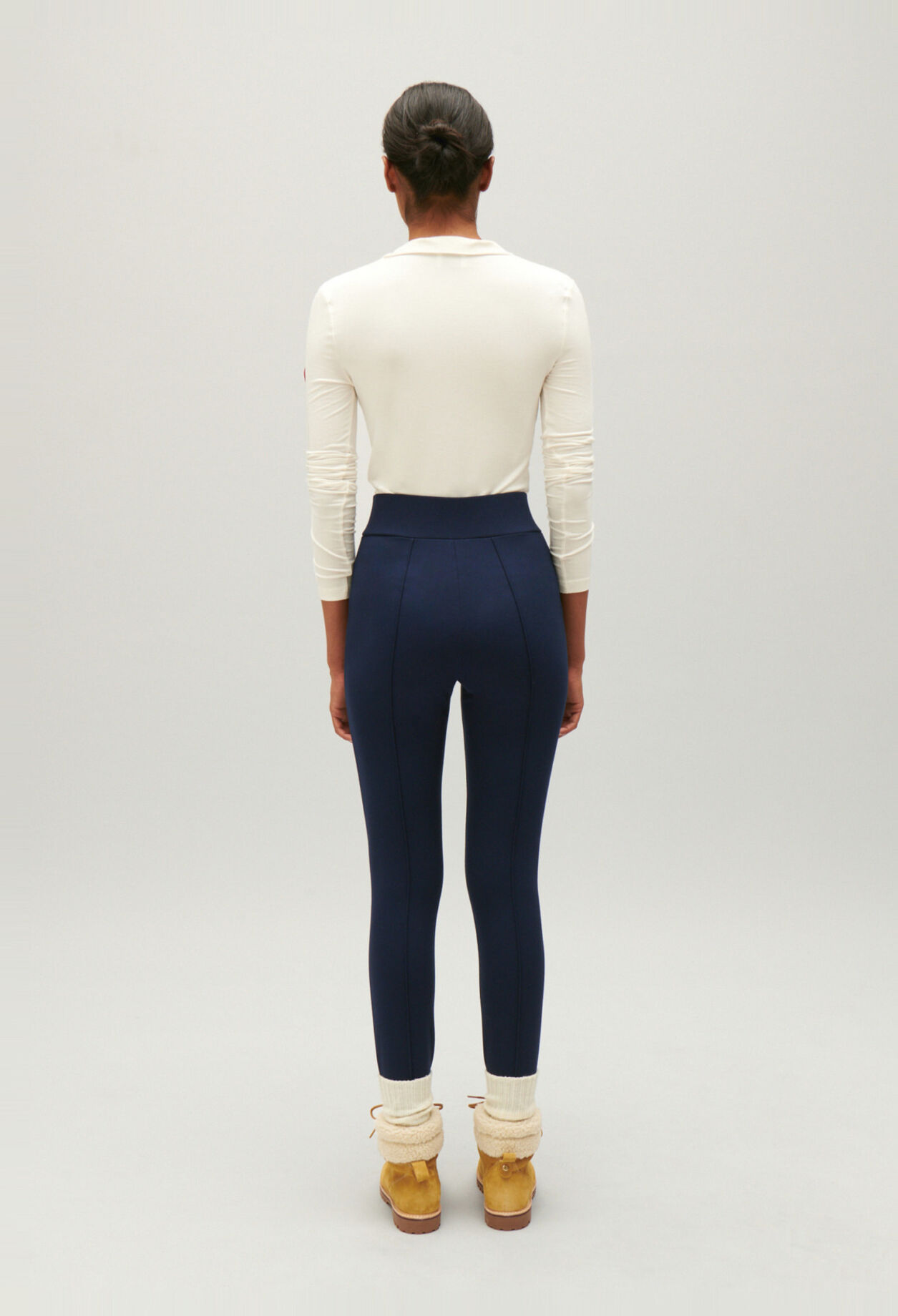 Navy knitted fuseau leggings